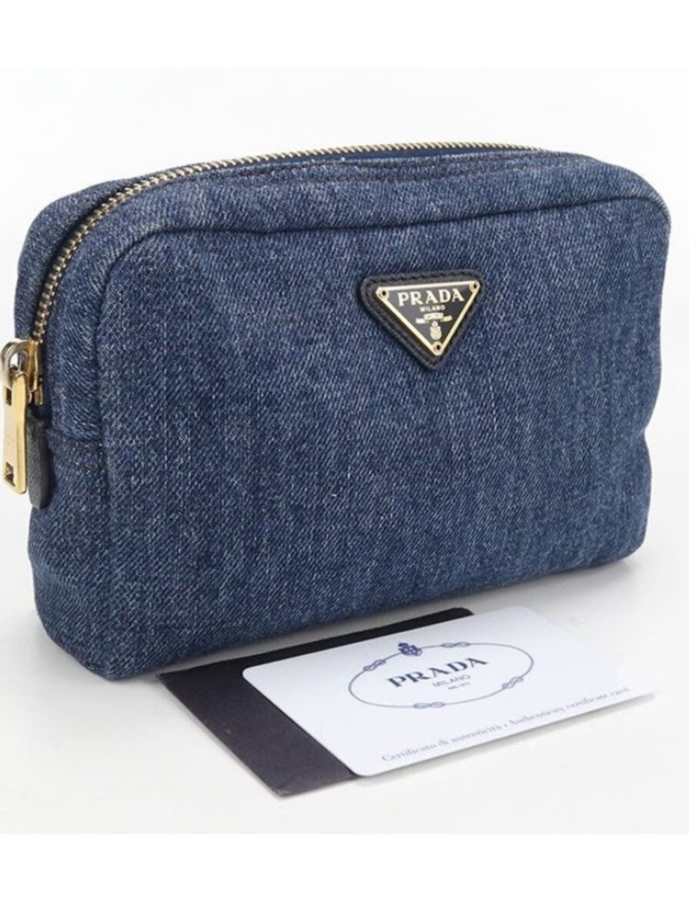 Prada Denim Triangle Pouch